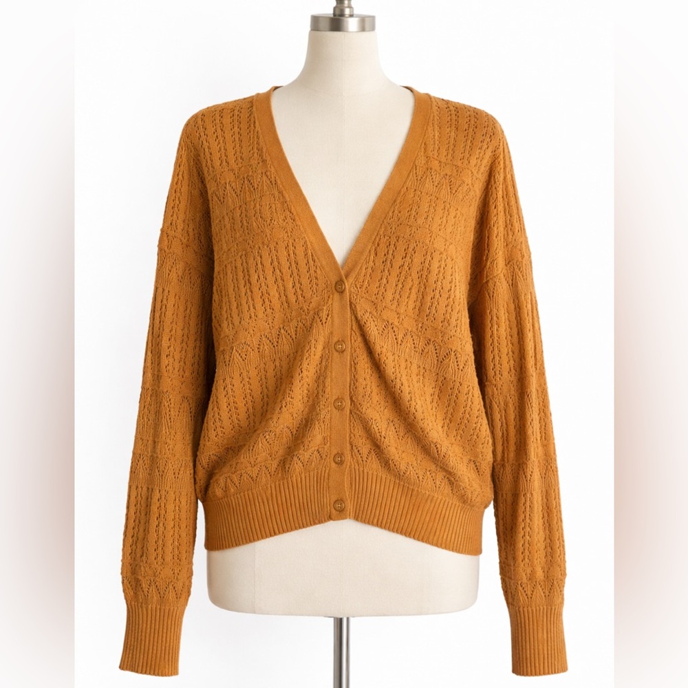 Mustard V Neck Cardigan S